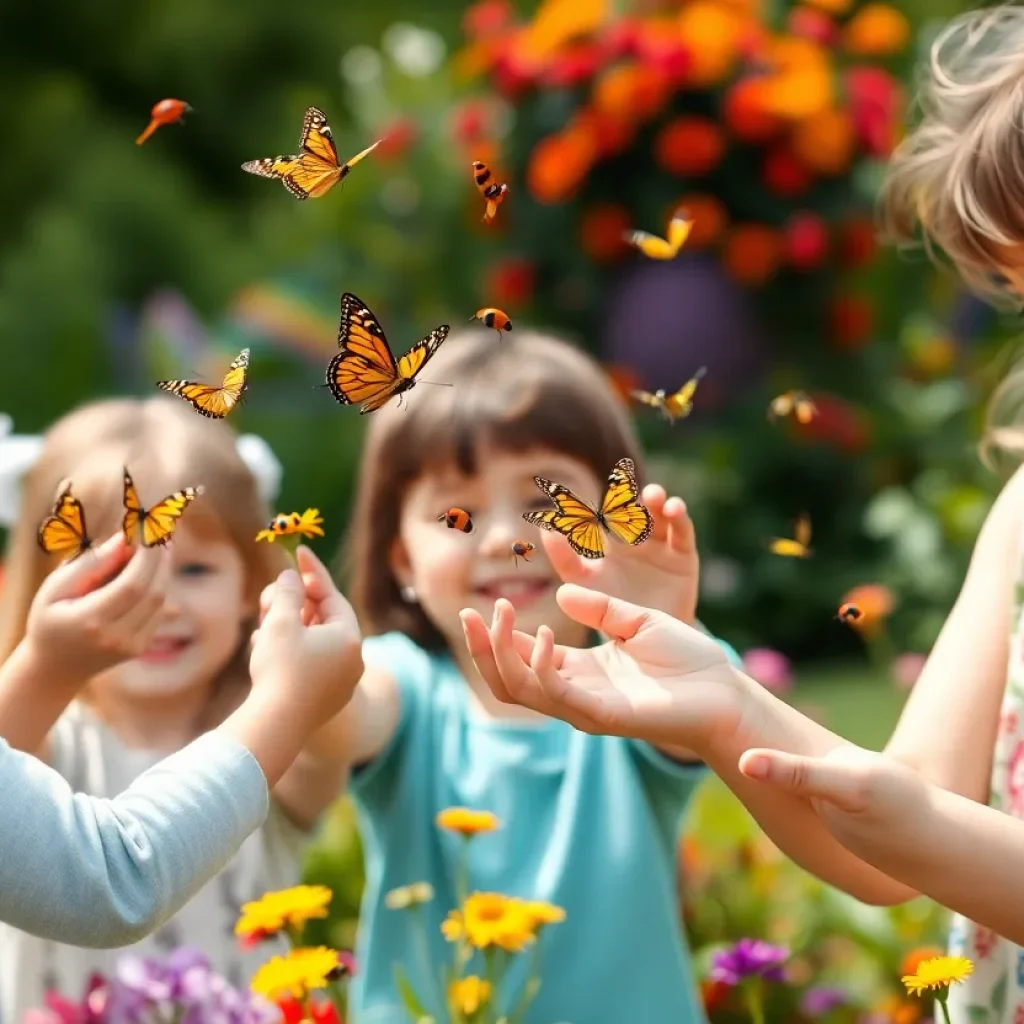 Children releasing butterflies and ladybugs at Newport Beach event