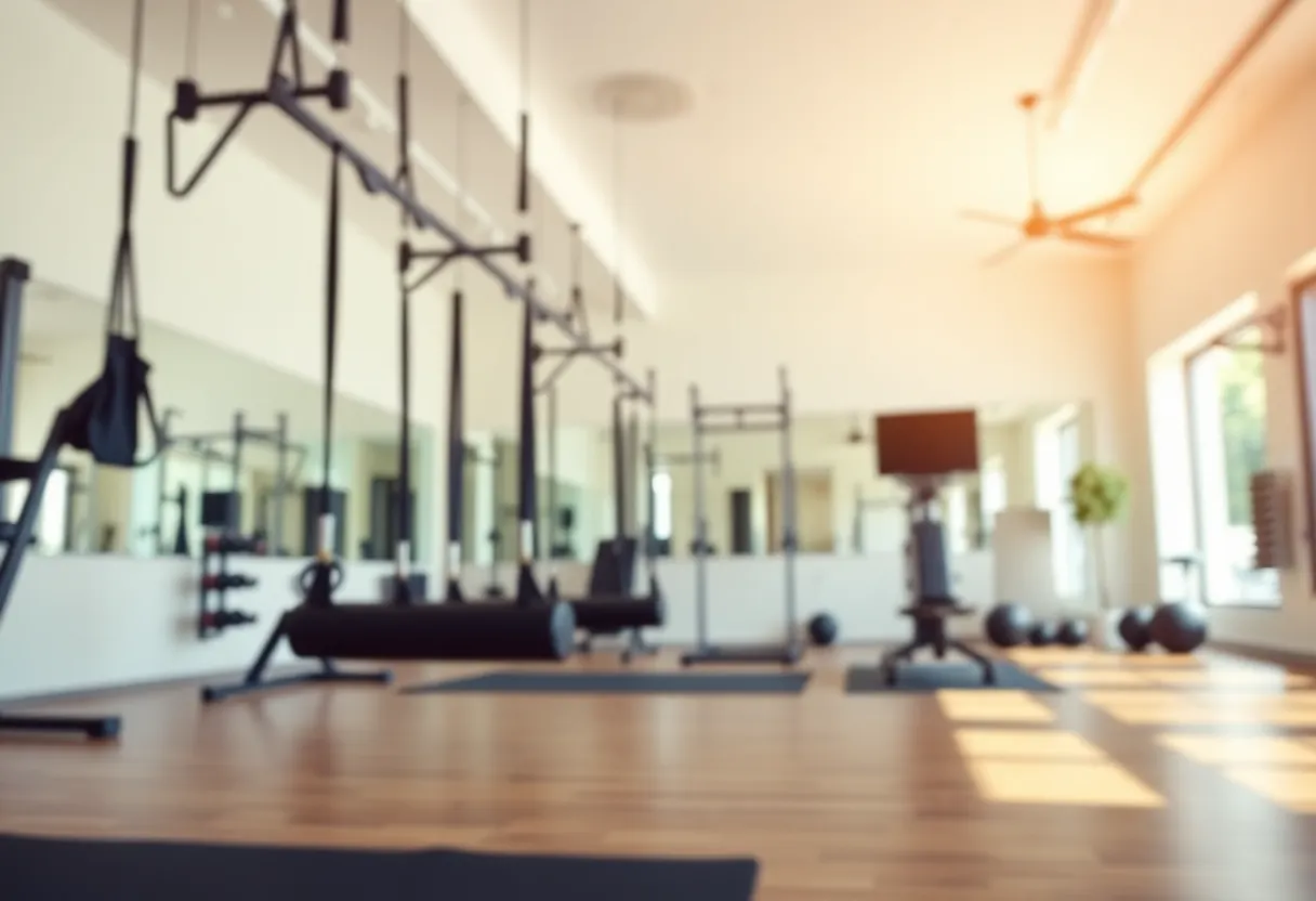 Interior view of Pvolve fitness studio in Newport Beach