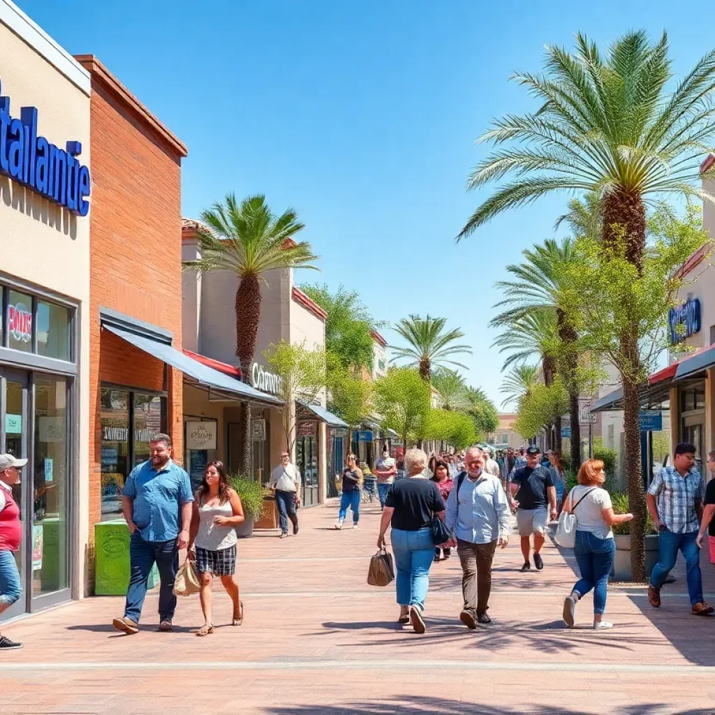 Vibrant shopping scene in Orange County with new stores.
