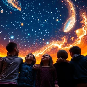 Families enjoying the newly upgraded Orange Coast College Planetarium.