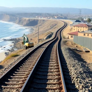 Rail construction along the coastal area of San Clemente