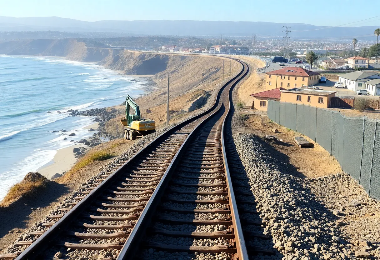 Rail construction along the coastal area of San Clemente