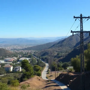 Installation of underground power lines in a Southern California neighborhood