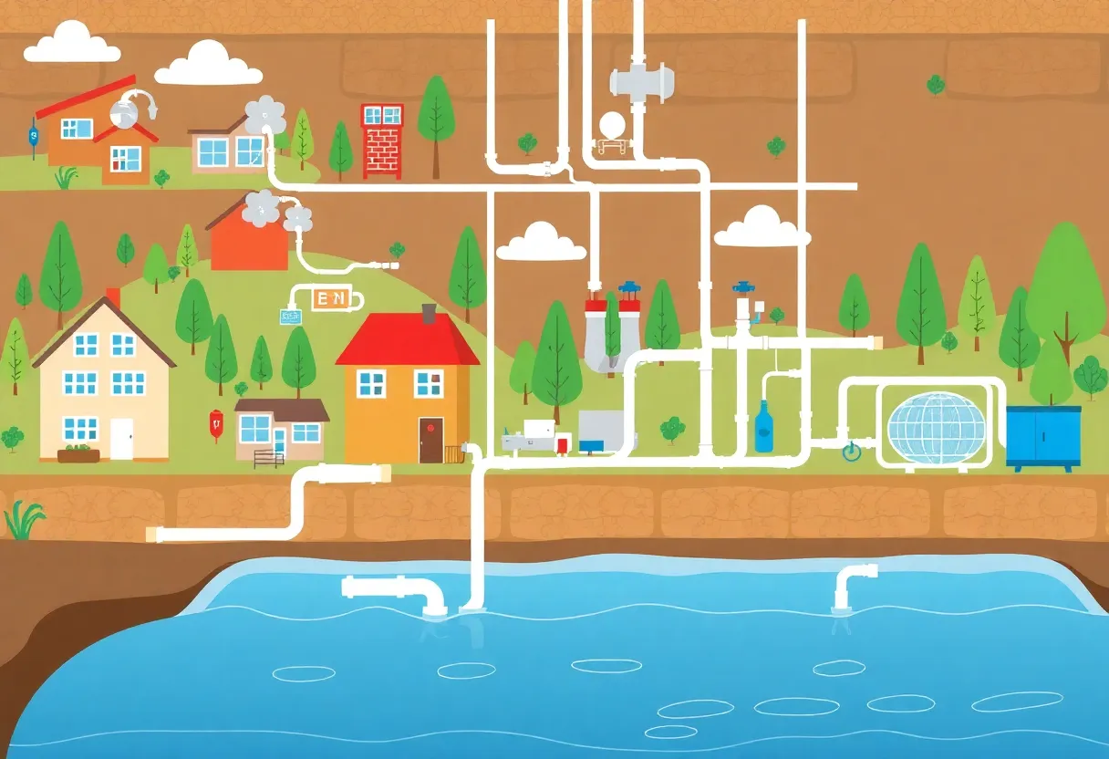 Illustration depicting the wastewater treatment process in Fullerton