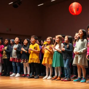 Students performing at the Segerstrom Center for the Arts during the Studio D event.