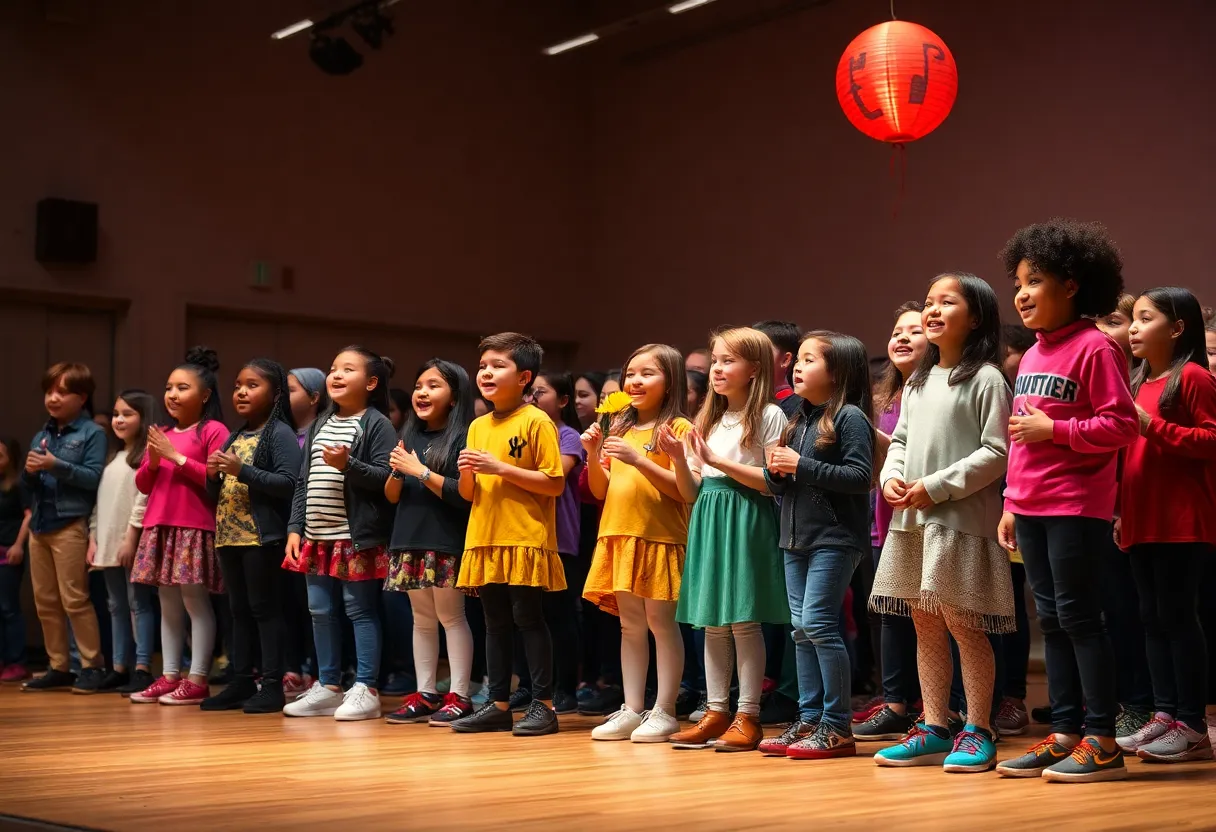Students performing at the Segerstrom Center for the Arts during the Studio D event.