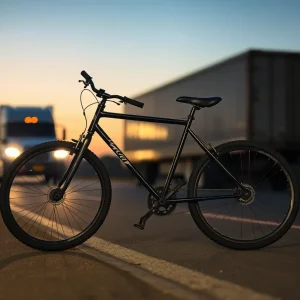 A bicycle left on a street at dusk, signifying a tragic accident.