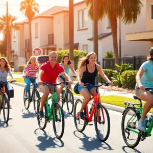 People riding electric bikes in California