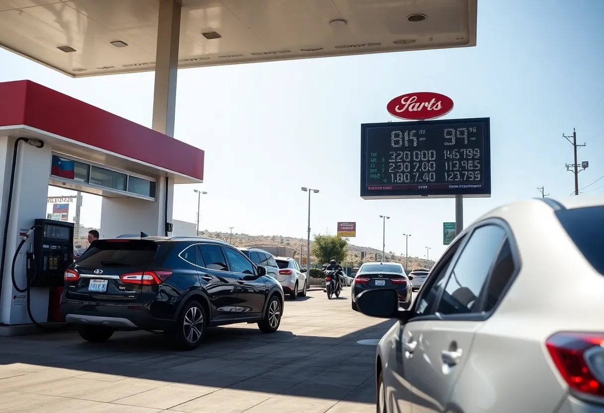 Gas station in California showing high gas prices