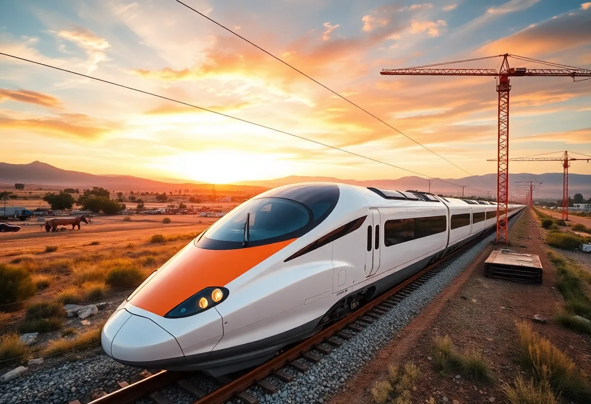 Rendering of a high-speed train in California