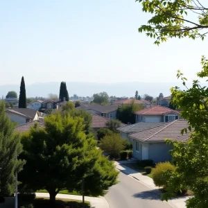 Sunny California neighborhood with homes