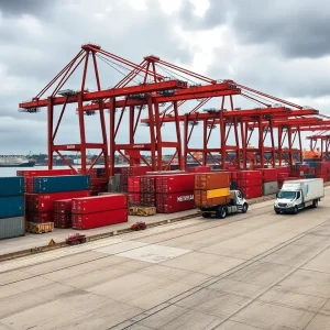 Shipping containers at a California port illustrating trade challenges