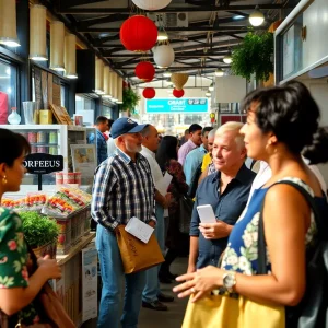 Small business owners in California engaging with customers