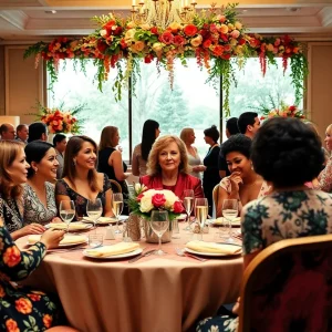 Women networking at a luncheon event in Costa Mesa