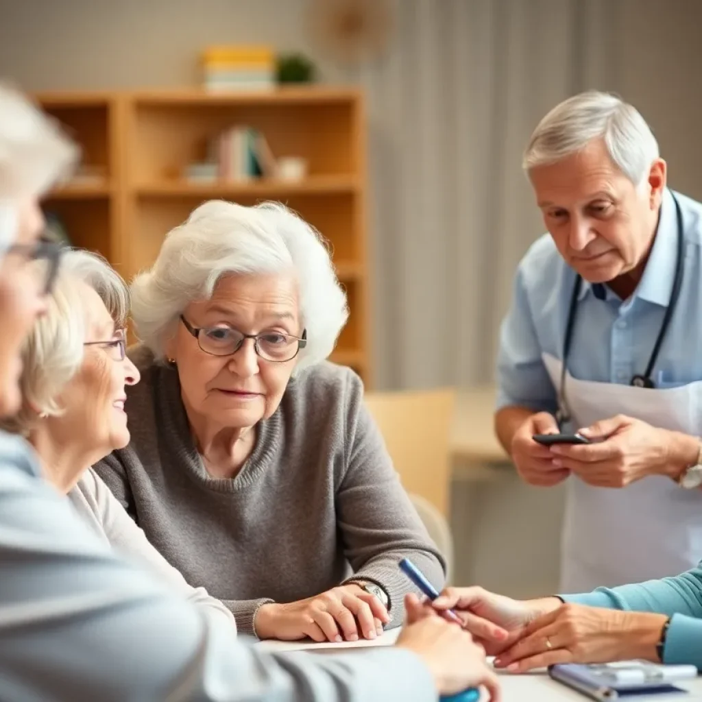 Elderly individuals receiving care in a community health setting.