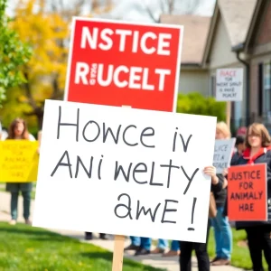 Residents protesting against animal cruelty in Santa Ana