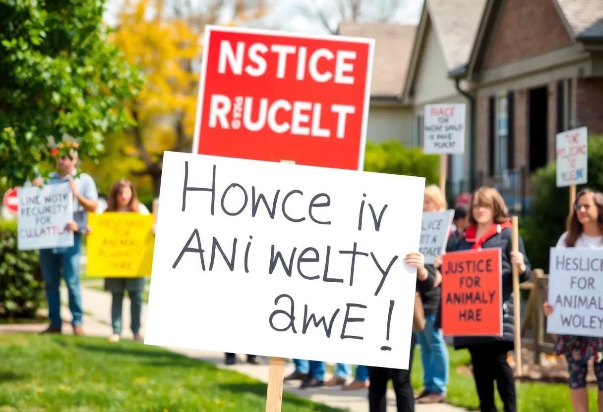 Residents protesting against animal cruelty in Santa Ana