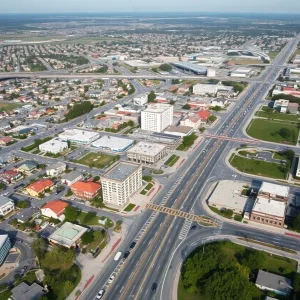 Aerial view of Costa Mesa, California, highlighting urban development and neighborhoods.