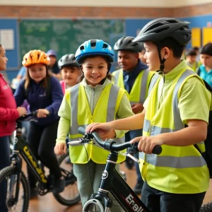 Community members engaging in E-Bike Safety Training