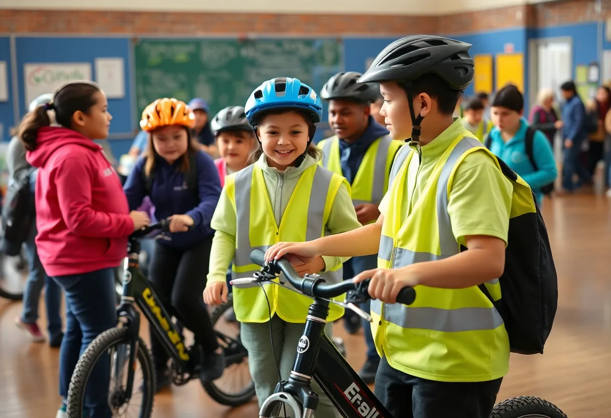 Community members engaging in E-Bike Safety Training