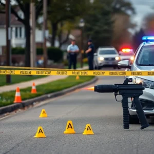 Police and emergency responders at a flare gun shooting scene