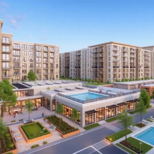 Conceptual design of Fountain Valley mixed-use development