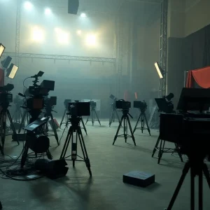 Empty Hollywood film set depicting the job crisis