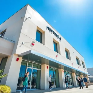 Exterior view of Huntington Beach city office building