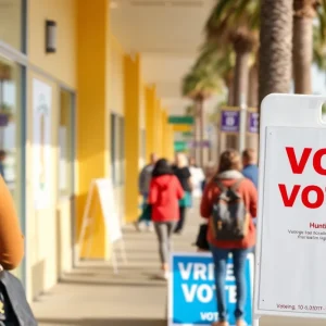 Voters at polling places in Huntington Beach during local elections