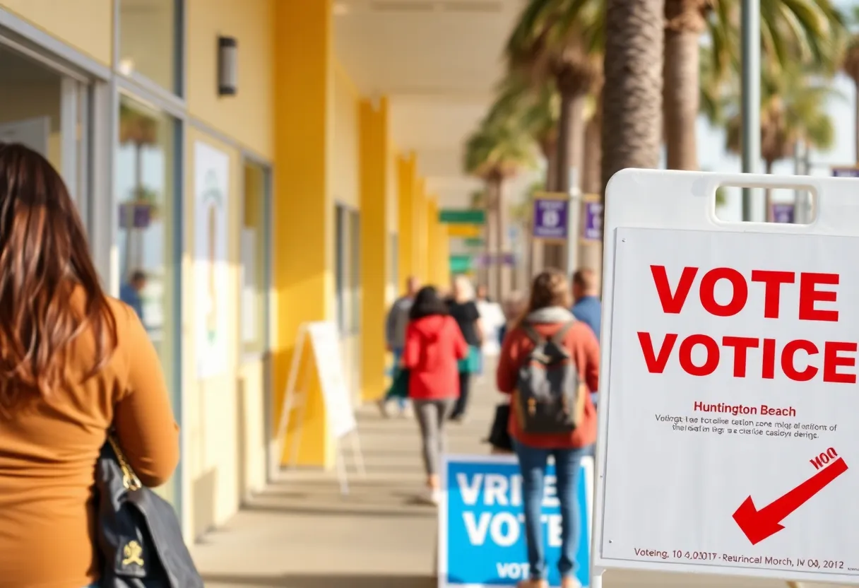 Voters at polling places in Huntington Beach during local elections