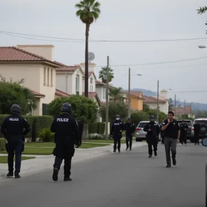 Police activity in an Irvine neighborhood during an ICE operation.