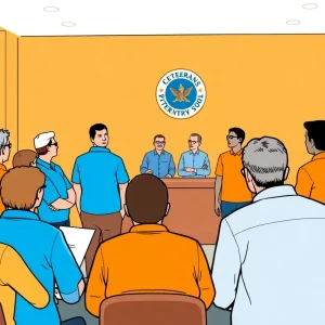 Empty city council meeting room
