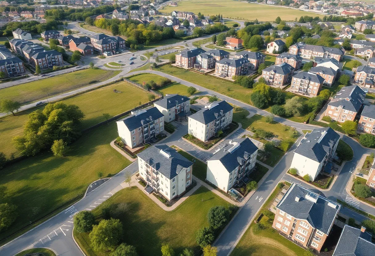 Aerial view of new housing development approved in Irvine.
