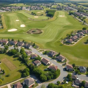 Aerial view of the proposed residential development at Oak Creek Golf Course in Irvine.