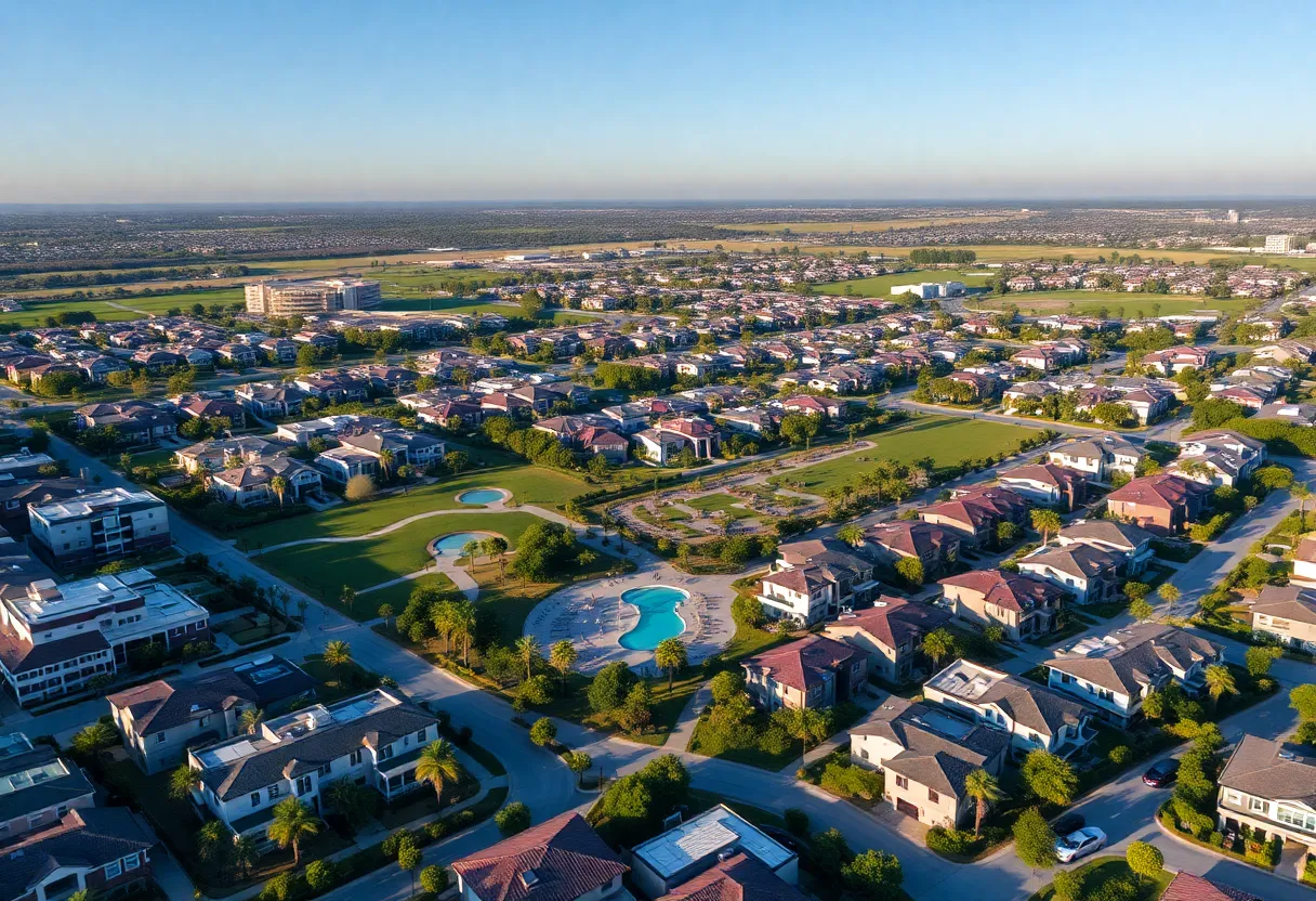 Aerial view of proposed residential development in Irvine