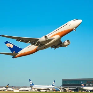 JSX aircraft taking off at John Wayne Airport