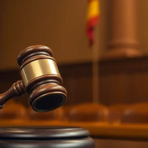 Gavel striking down in a courthouse