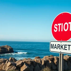 Scenic view of Laguna Beach Coastal Highway with a market nearby.
