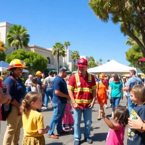 Families participating in a fire prevention event in Newport Beach