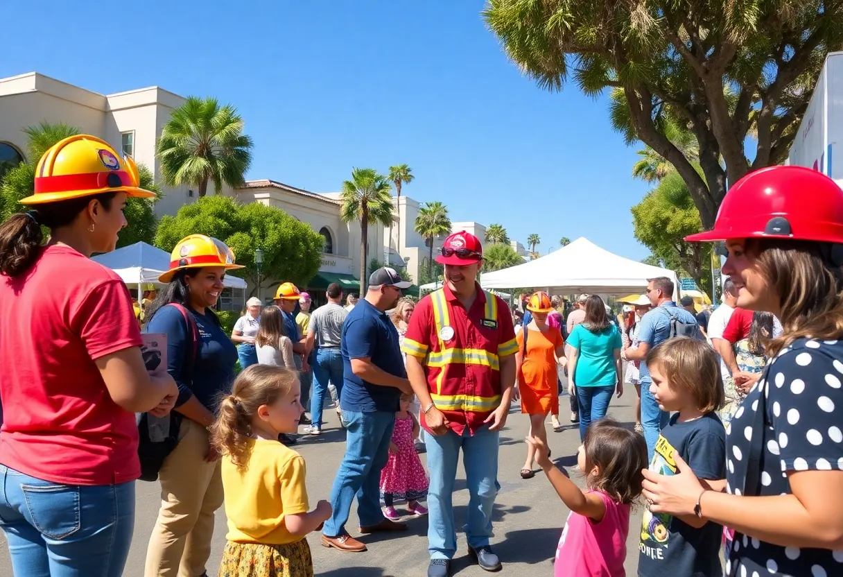 Families participating in a fire prevention event in Newport Beach