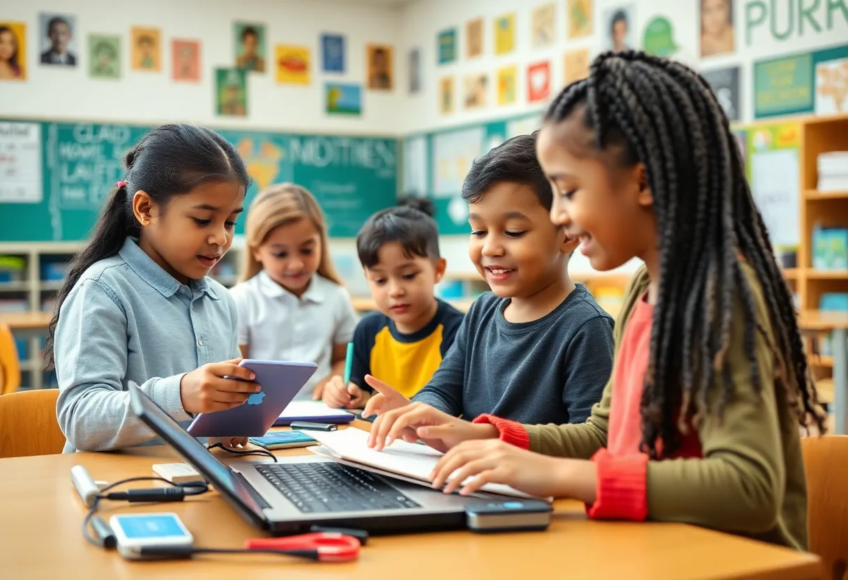 Students engaged in educational activities in a community school setting