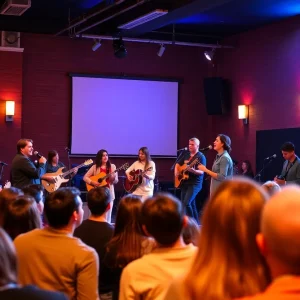Students performing at Open Mic Night at Orange Coast College.