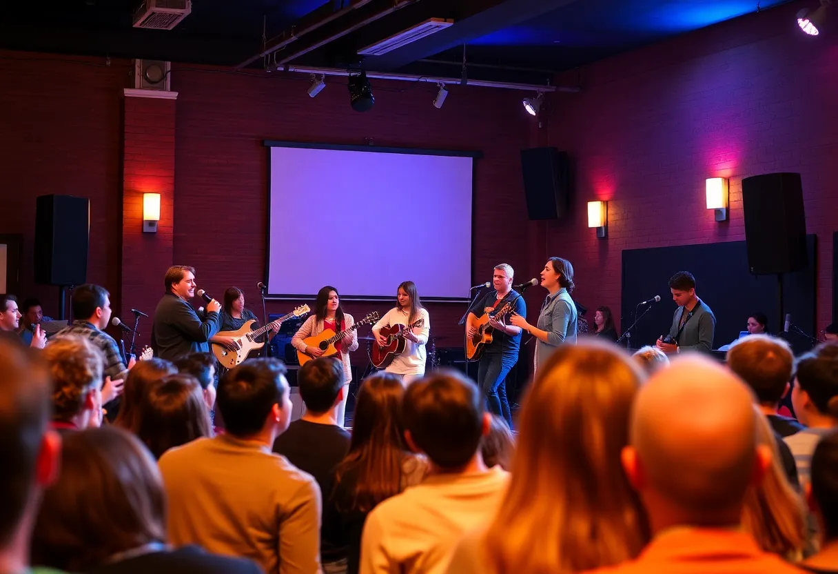 Students performing at Open Mic Night at Orange Coast College.