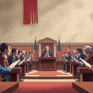 Illustration of a divided Congress discussing legislation