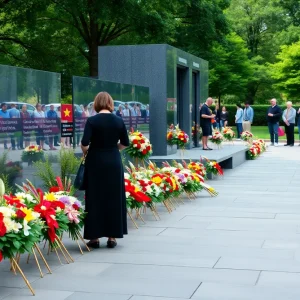 Memorial ceremony at the Vietnam War Memorial in Orange County