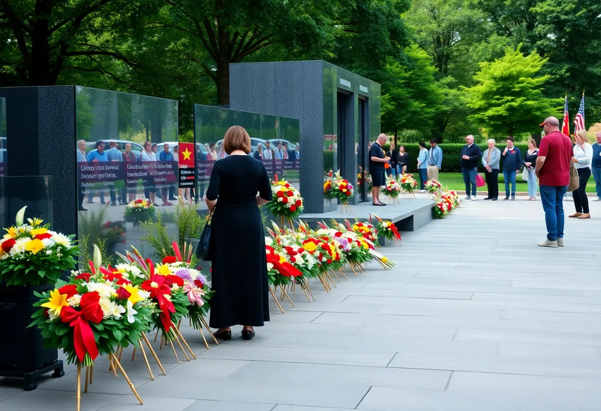 Memorial ceremony at the Vietnam War Memorial in Orange County