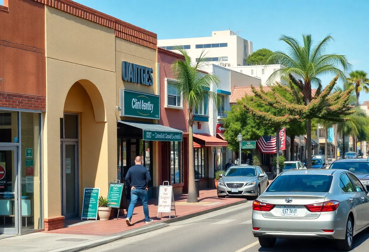 Small business scene in Orange County showcasing various industries