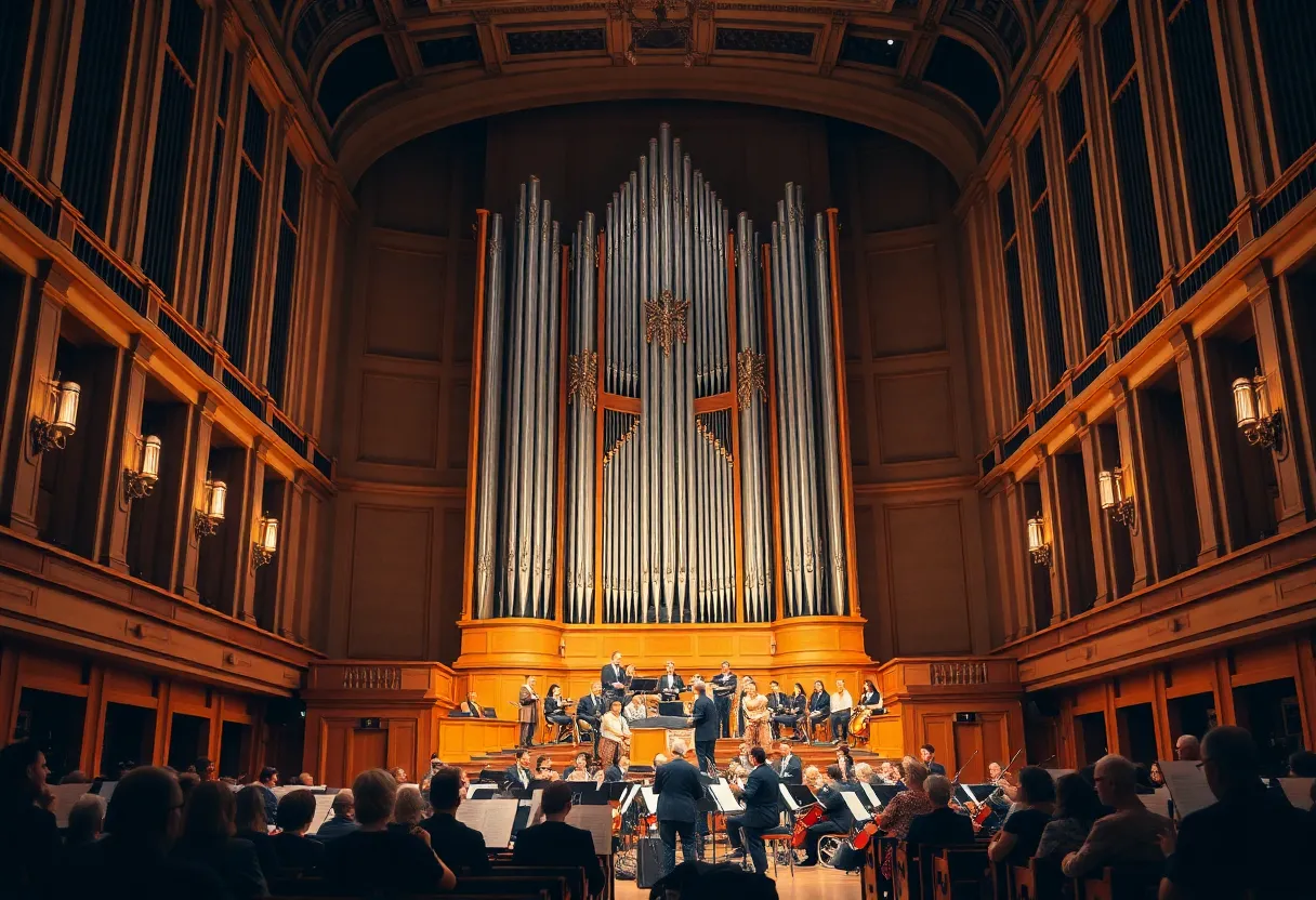 Concert at Pacific Symphony featuring a grand organ and musicians