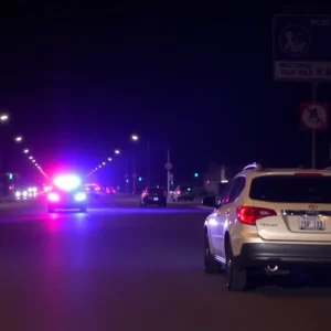 Police cars at night at the scene of a hit-and-run
