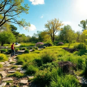 A scenic view of the Randall Preserve landscape featuring trails and diverse plant species.
